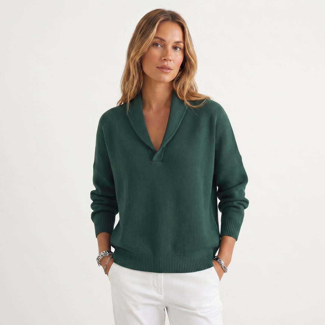 Maryam | Women's Relaxed Knit Pullover with V-Neck