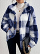 Maurelle | Women's Plaid Oversized Button-Up Fluffy Jacket