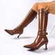 Tryphena | Women's Studded Knee-High Heeled Boots with Pointed Toe