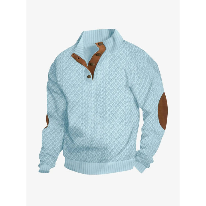 Erik Cable Knit Button-Neck Sweater with Elbow Patches - image 11
