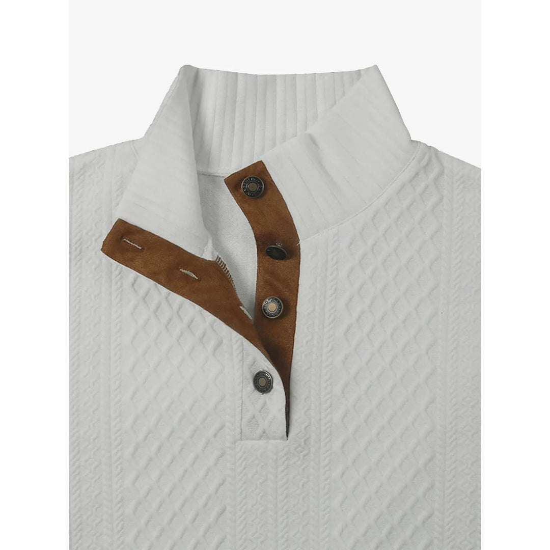 Erik Cable Knit Button-Neck Sweater with Elbow Patches - image 13