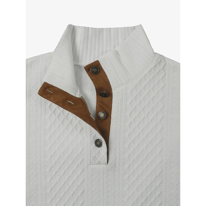 Erik Cable Knit Button-Neck Sweater with Elbow Patches - image 13