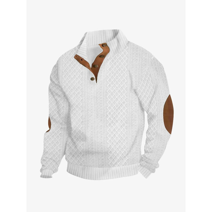 Erik Cable Knit Button-Neck Sweater with Elbow Patches - image 3