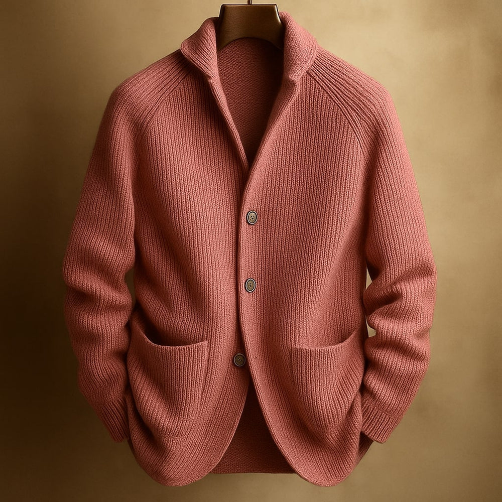 Emiel Shawl Collar Ribbed Cardigan with Patch Pockets - image 2
