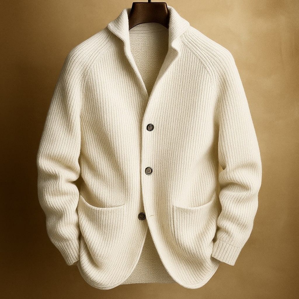 Emiel Shawl Collar Ribbed Cardigan with Patch Pockets - image 3