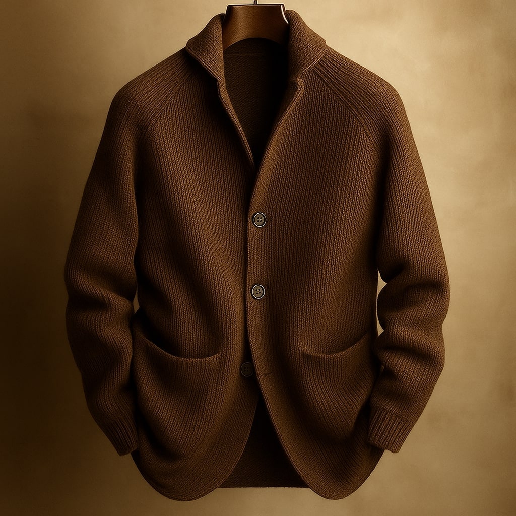 Emiel Shawl Collar Ribbed Cardigan with Patch Pockets - image 4
