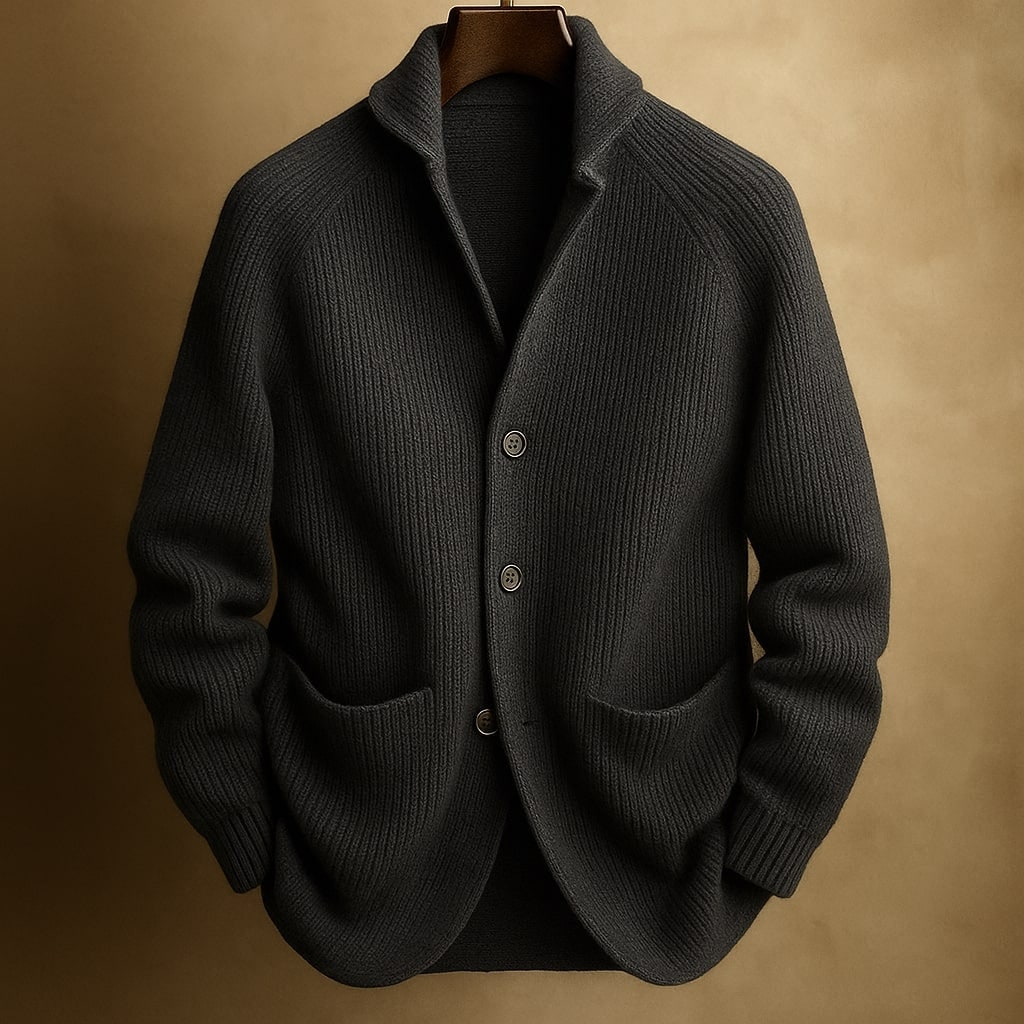 Emiel Shawl Collar Ribbed Cardigan with Patch Pockets - image 5