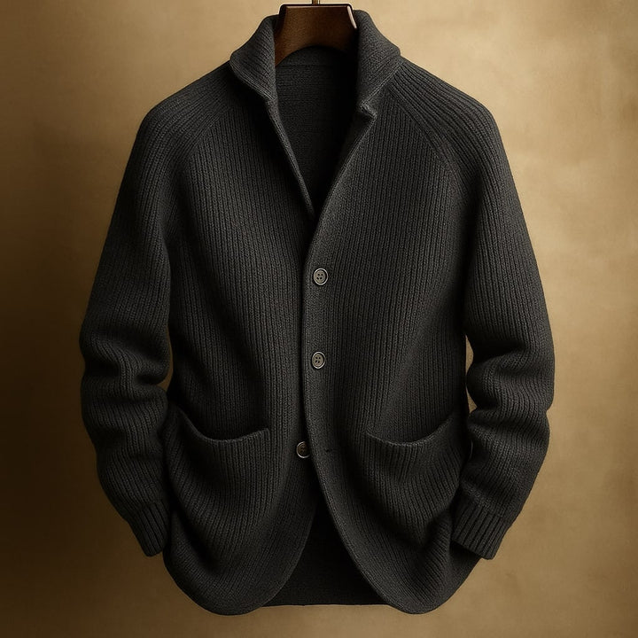 Emiel Shawl Collar Ribbed Cardigan with Patch Pockets - image 5