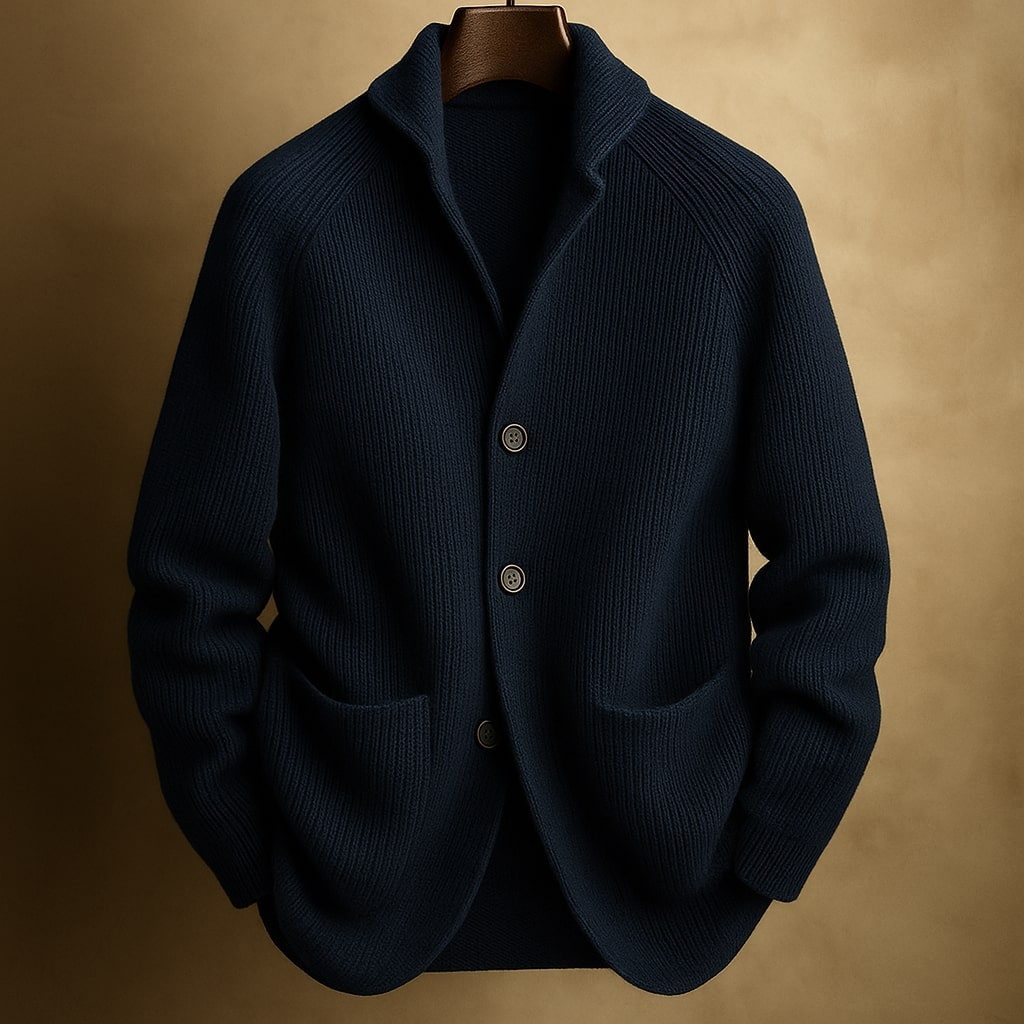 Emiel Shawl Collar Ribbed Cardigan with Patch Pockets - image 6