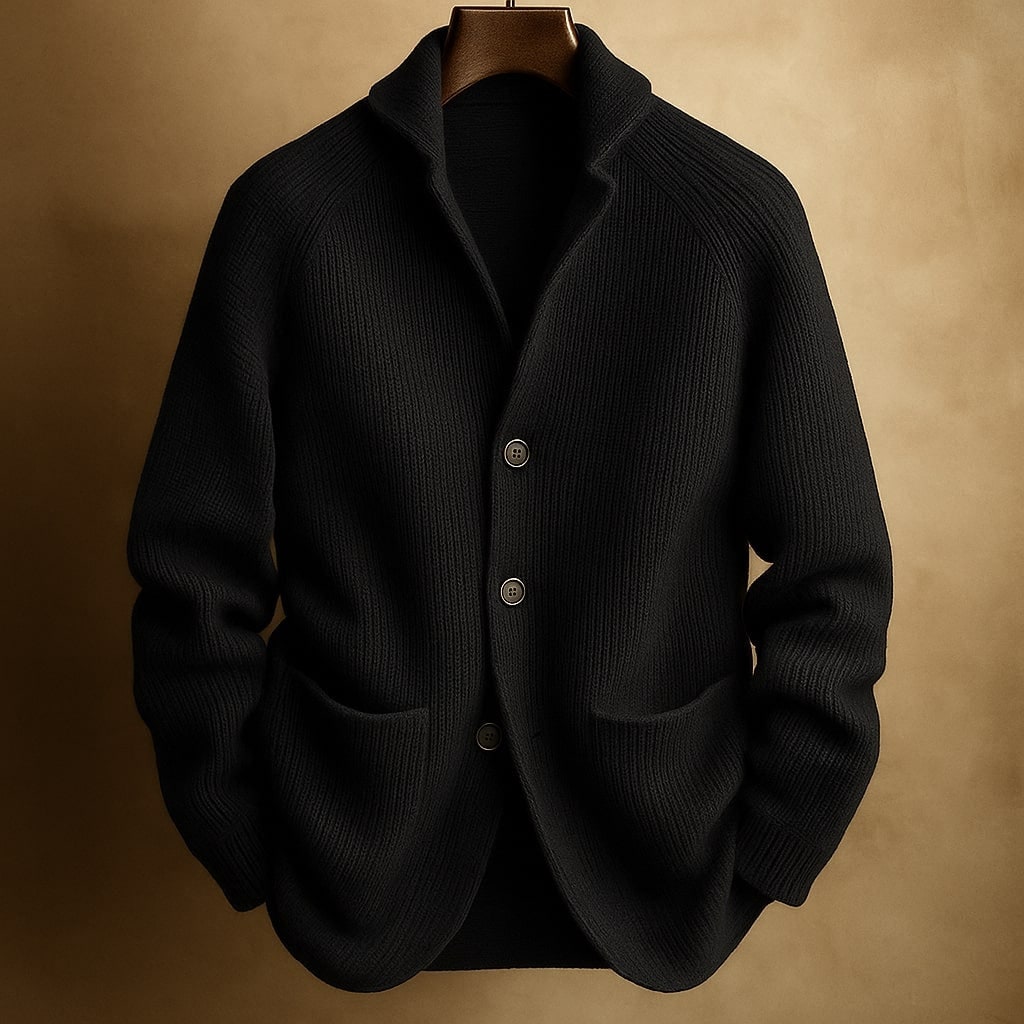 Emiel Shawl Collar Ribbed Cardigan with Patch Pockets - image 7
