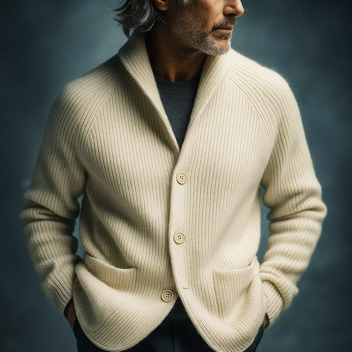 Emiel Shawl Collar Ribbed Cardigan with Patch Pockets - image 9