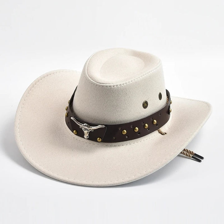 Frederik Faux Suede Western Hat with Studded Band - image 10