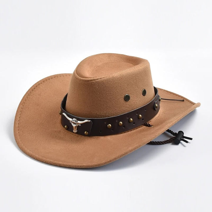 Frederik Faux Suede Western Hat with Studded Band - image 8