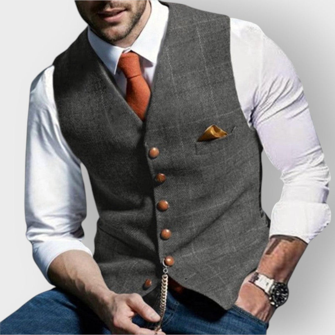 Emrys | Men's Button-Front Oversized Padded Gilet for Layering in Light Grey