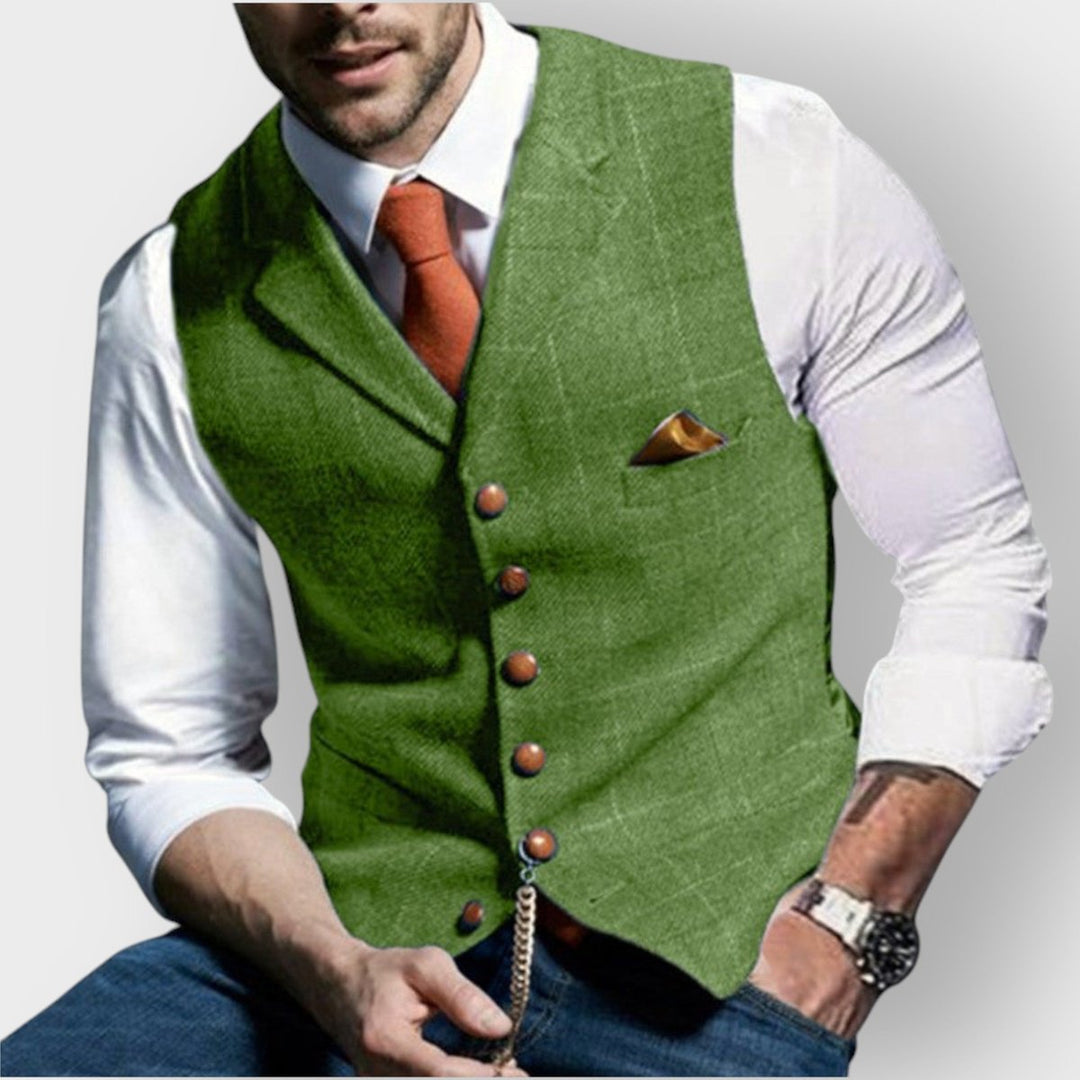 Emrys | Men's Button-Front Oversized Padded Gilet for Layering in Green