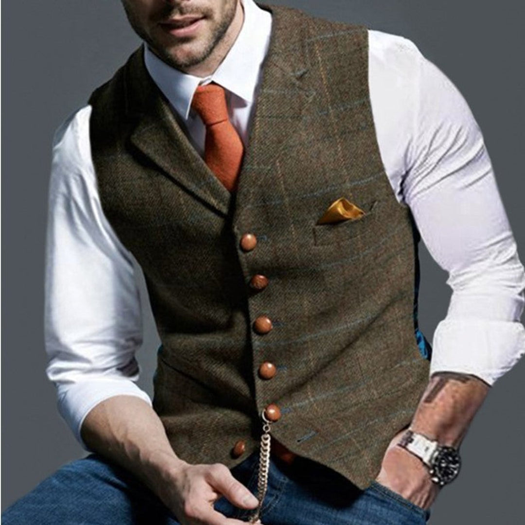Emrys | Men's Button-Front Oversized Padded Gilet for Layering in Brown