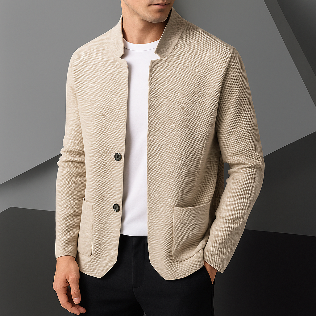Melchior Stand-Collar Knit Cardigan Jacket - image 1