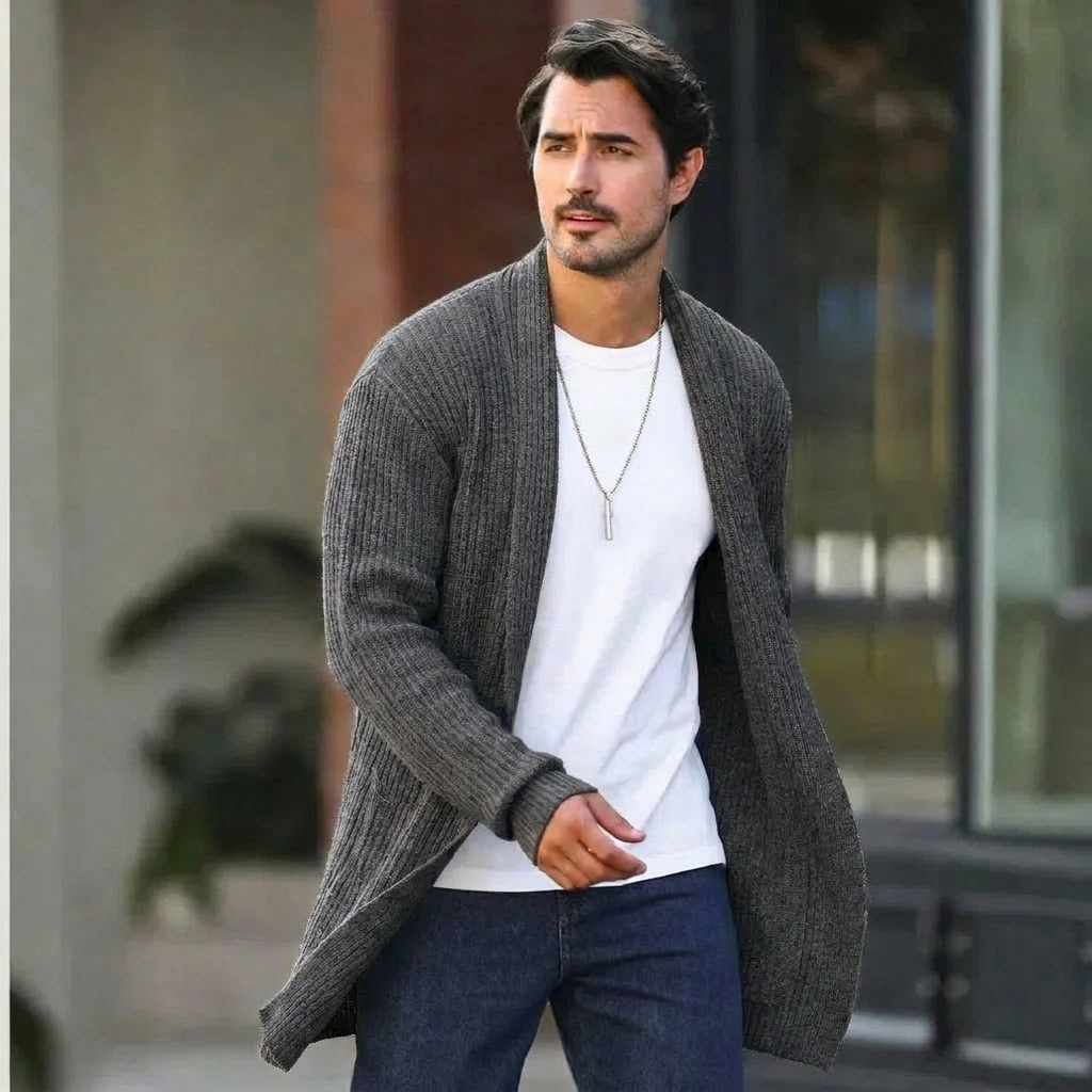 Silvan Long Shawl-Collar Knit Cardigan - image 1