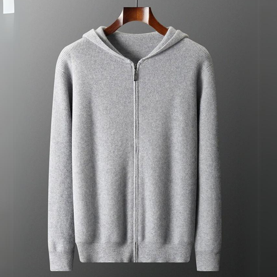 Ewout Ribbed Knit Zip-Up Hoodie Sweater - image 1
