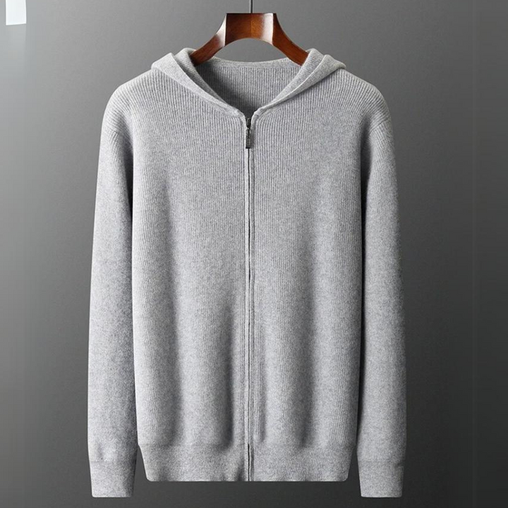 Ewout Ribbed Knit Zip-Up Hoodie Sweater - image 1