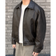 Kasper Leather-Look Bomber Jacket with Pointed Collar - image 6