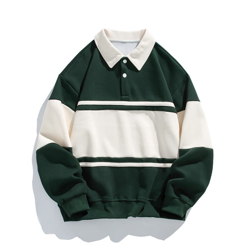 Quinlan Long-Sleeve Polo Sweatshirt with Chest Stripe - image 1
