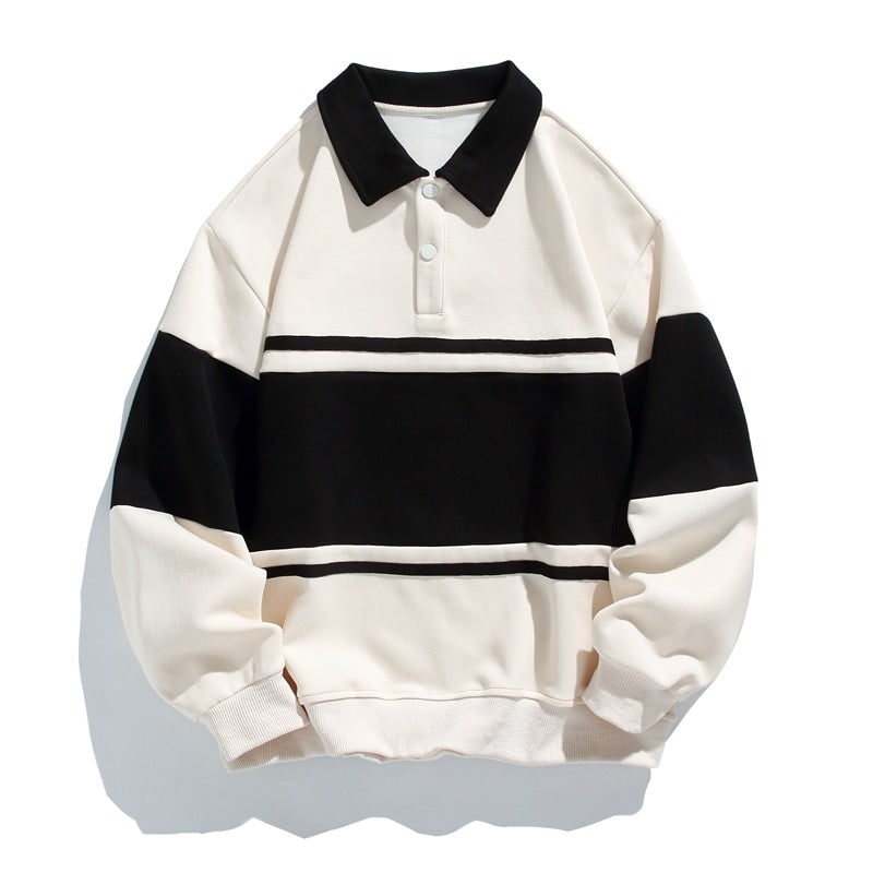 Quinlan Long-Sleeve Polo Sweatshirt with Chest Stripe - image 3