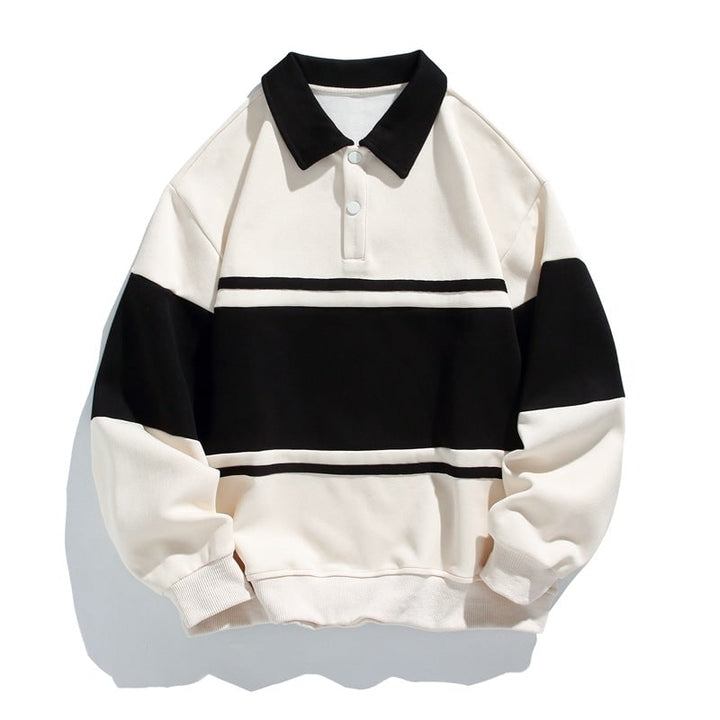 Quinlan Long-Sleeve Polo Sweatshirt with Chest Stripe - image 3