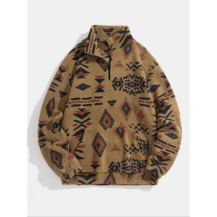 Emerson Geometric Print Sherpa Quarter-Zip Pullover - image 1