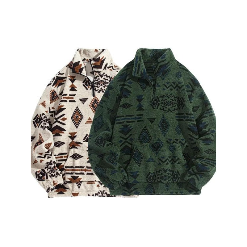 Emerson Geometric Print Sherpa Quarter-Zip Pullover - image 2