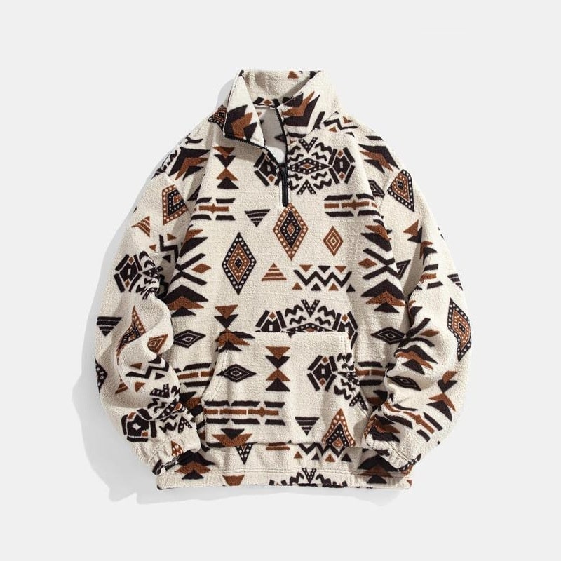 Emerson Geometric Print Sherpa Quarter-Zip Pullover - image 4