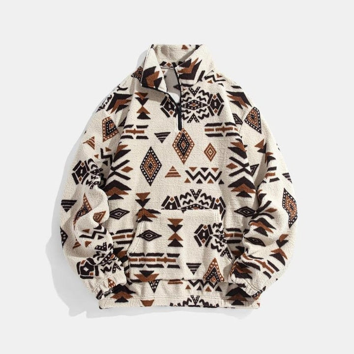 Emerson Geometric Print Sherpa Quarter-Zip Pullover - image 4