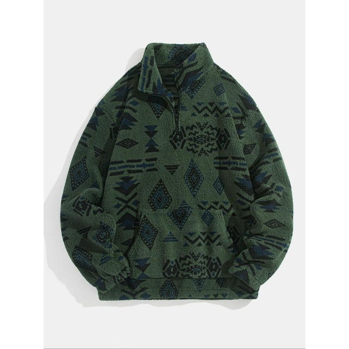 Emerson Geometric Print Sherpa Quarter-Zip Pullover - image 5