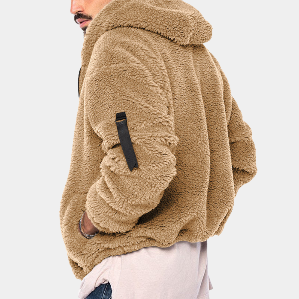 Cyriel Hooded Sherpa Fleece Jacket with Sleeve Pocket - image 2