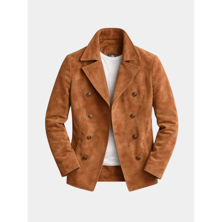 Clemens Faux Suede Double-Breasted Pea Coat - image 1