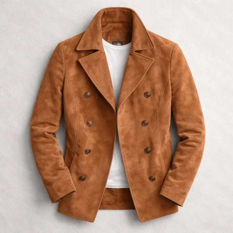 Clemens Faux Suede Double-Breasted Pea Coat - image 2