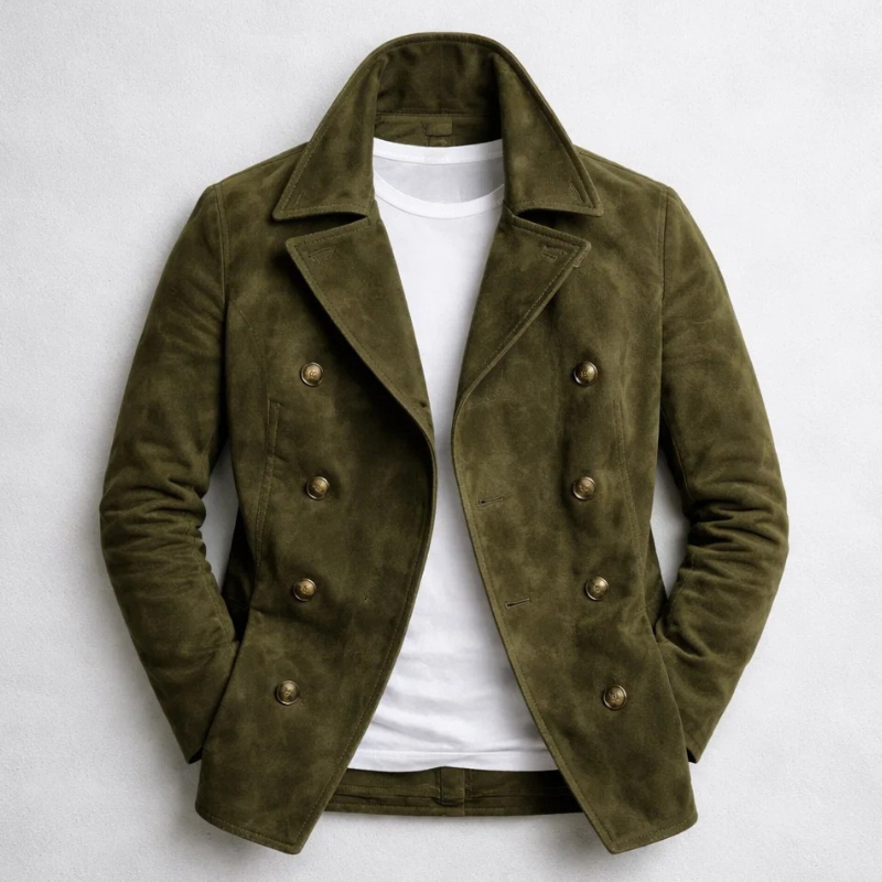 Clemens Faux Suede Double-Breasted Pea Coat - image 3