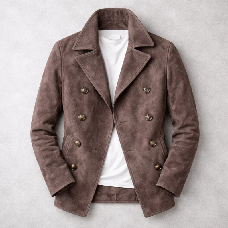 Clemens Faux Suede Double-Breasted Pea Coat - image 4