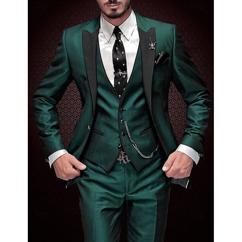 Justus Slim-Fit Three-Piece Suit with Contrast Peak Lapels - image 2