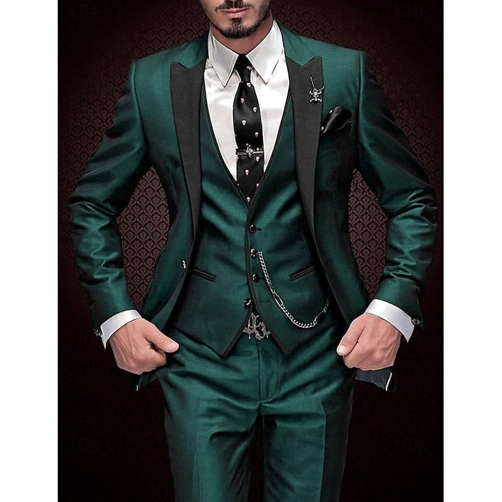 Justus Slim-Fit Three-Piece Suit with Contrast Peak Lapels - image 2