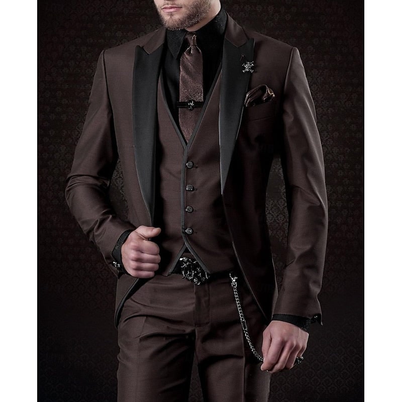 Justus Slim-Fit Three-Piece Suit with Contrast Peak Lapels - image 3
