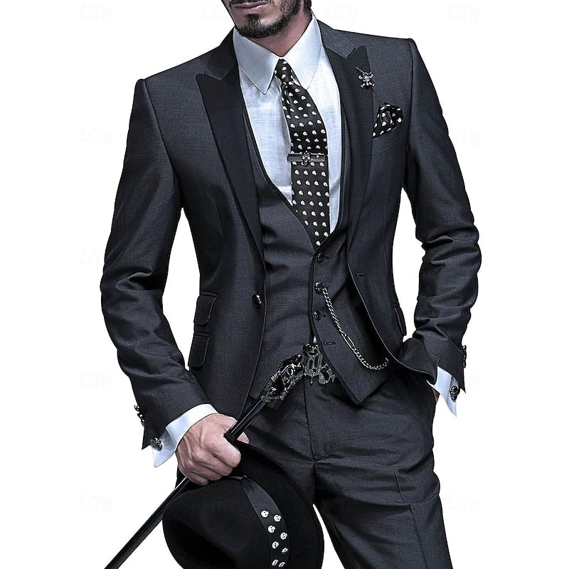 Justus Slim-Fit Three-Piece Suit with Contrast Peak Lapels - image 4