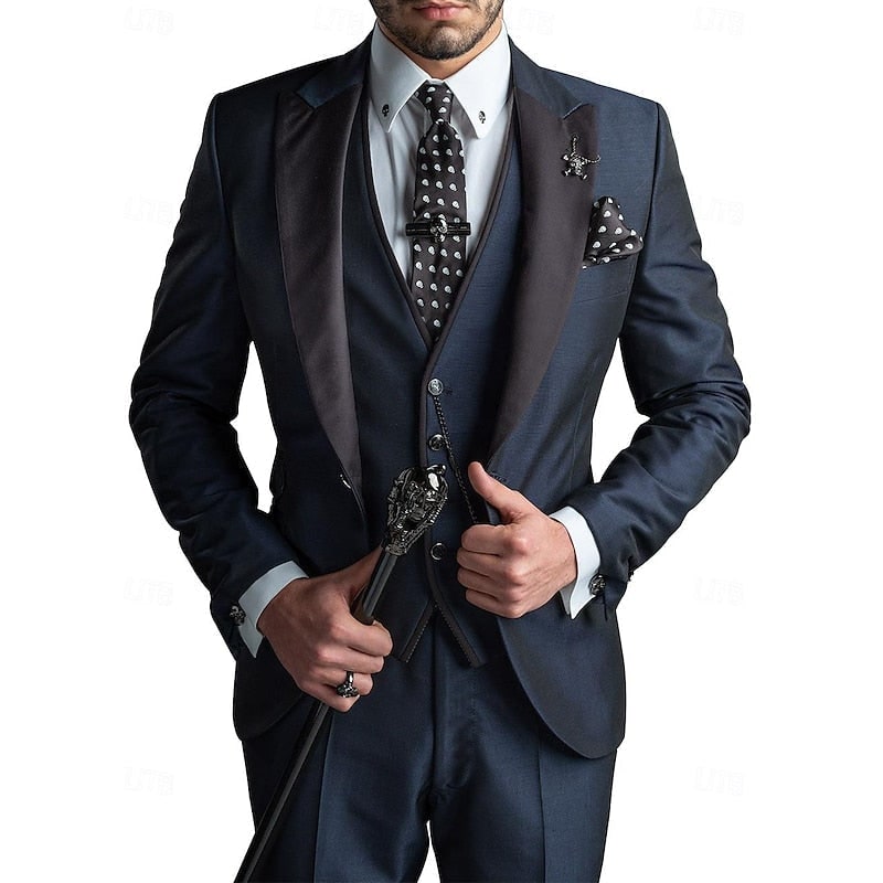 Justus Slim-Fit Three-Piece Suit with Contrast Peak Lapels - image 5