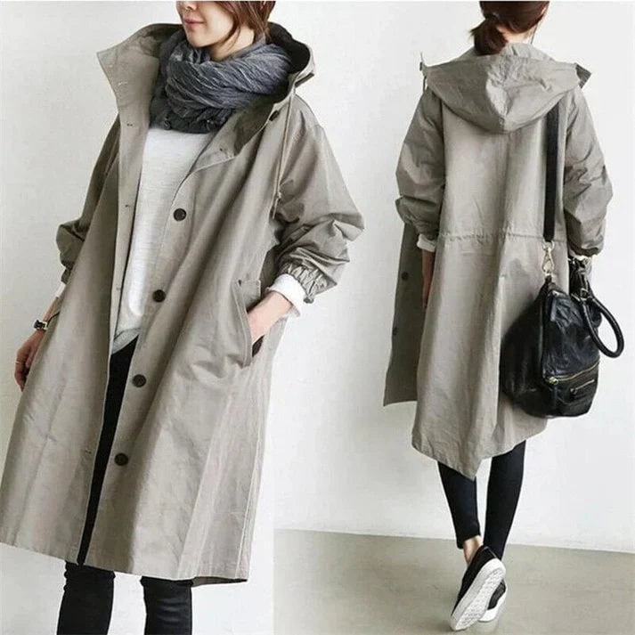 Belle Hooded Trench Coat with Drawstring Waist - image 1