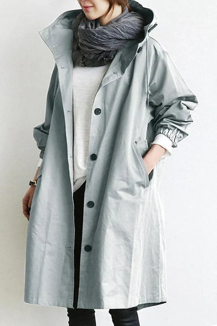 Belle Hooded Trench Coat with Drawstring Waist - image 2