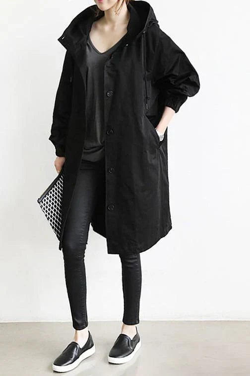Belle Hooded Trench Coat with Drawstring Waist - image 3
