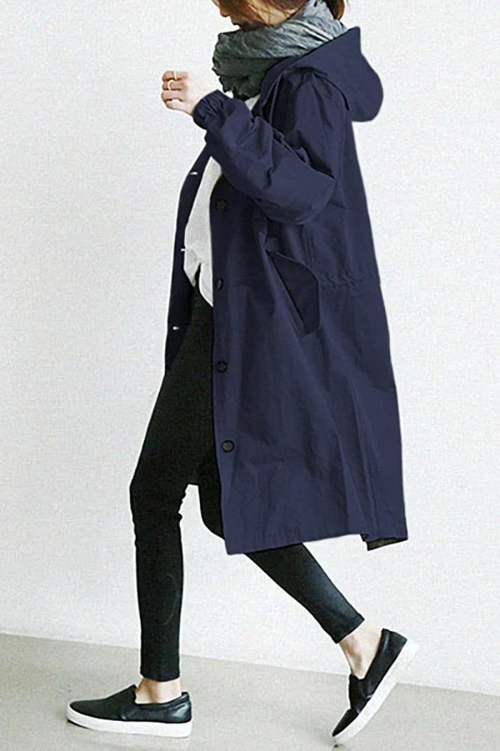 Belle Hooded Trench Coat with Drawstring Waist - image 5