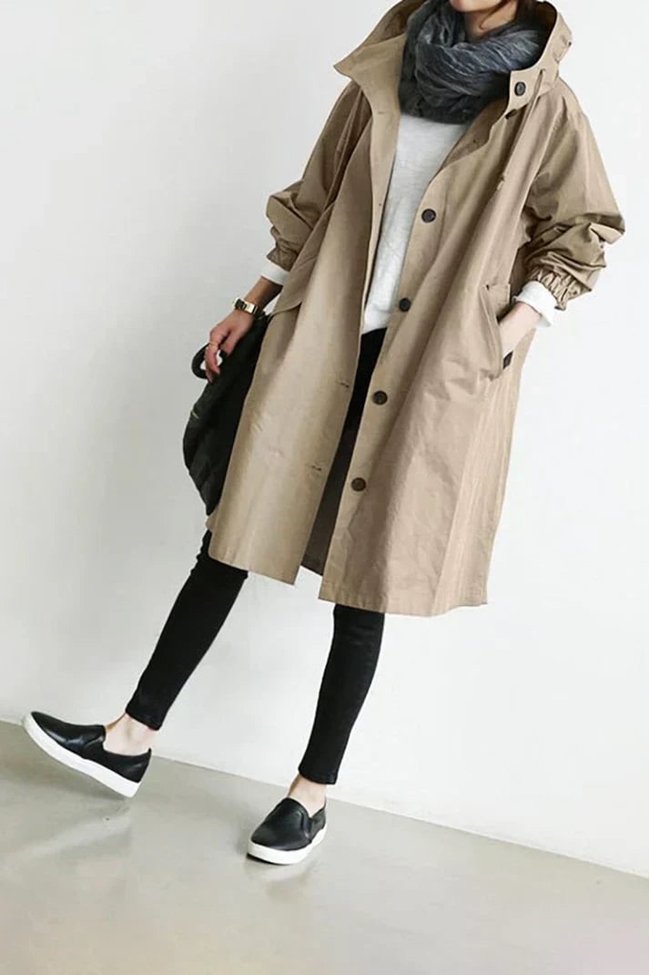 Belle Hooded Trench Coat with Drawstring Waist - image 6