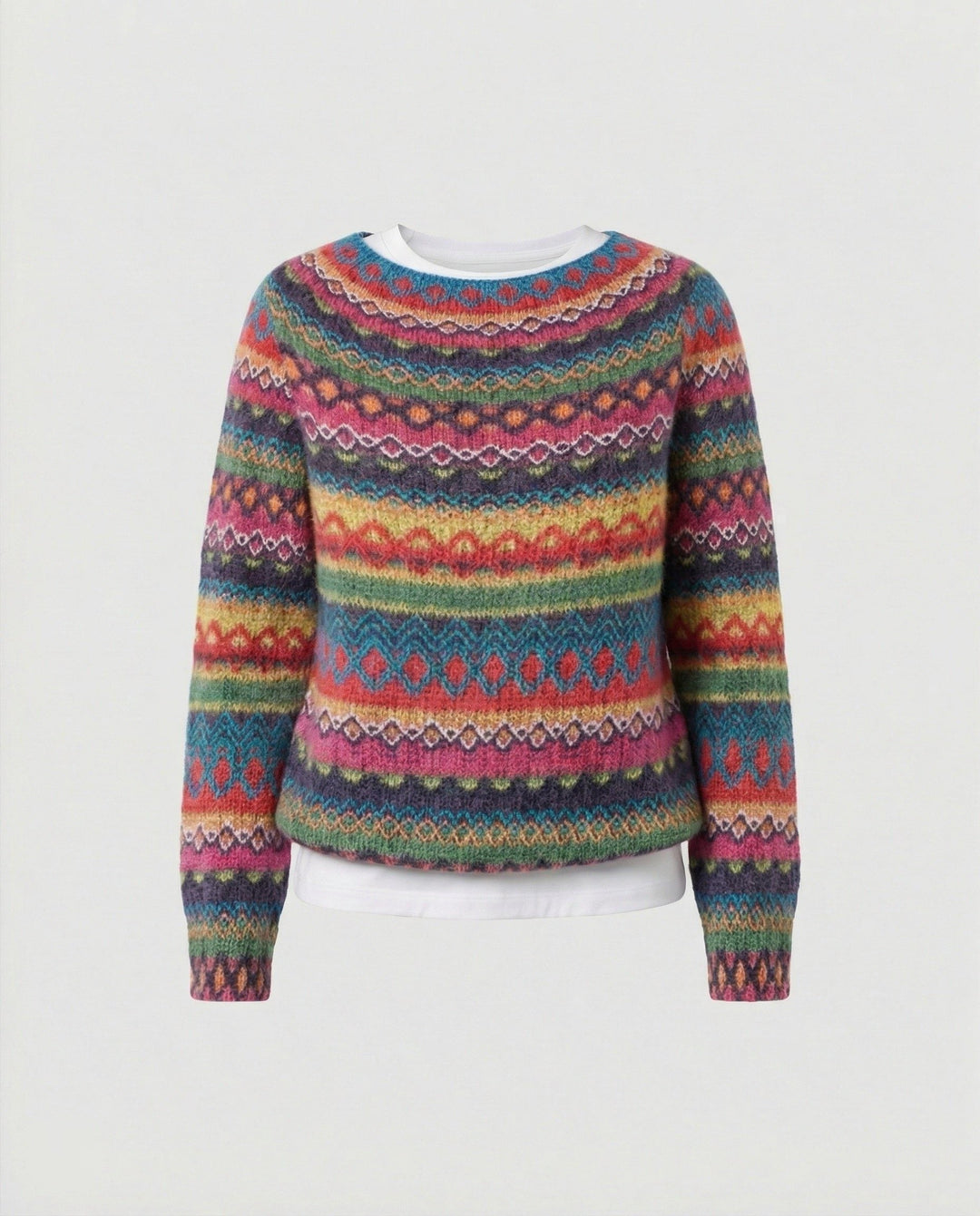 Colombe | Women's Multicolour Striped Sweater with Crew Neck