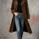 Naomi | Women's Suede Longline Coat with Lapel